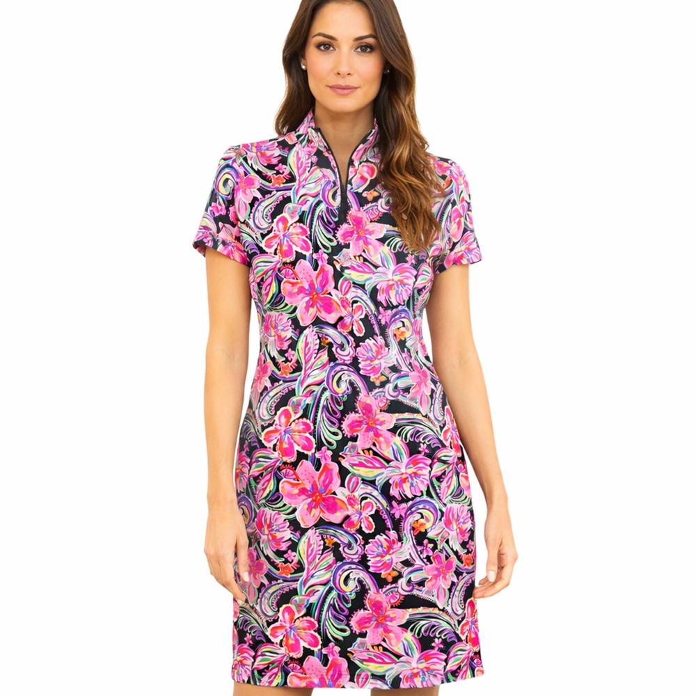 IBKUL Floral Sun Protection Dress‎ Small Golf UPF 50 Sporty Vacation Resort